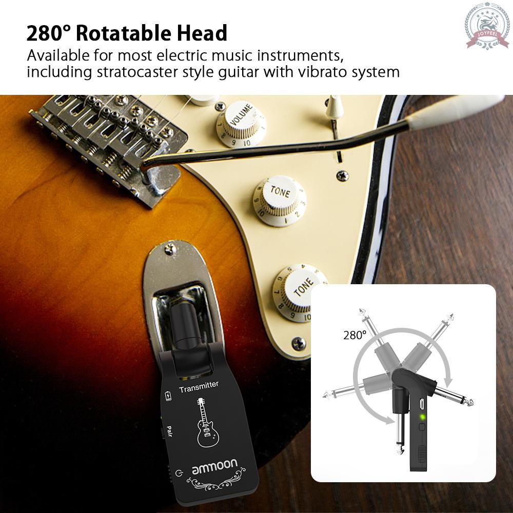 Bộ thu phát âm thanh ammoon 6 kênh 2.4G sạc lại cho guitar điện bass không dây