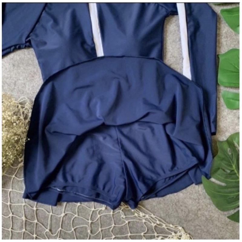 Bikini đồ đi bơi đi biển dài tay chân váy phối trắng kín đáo MX01