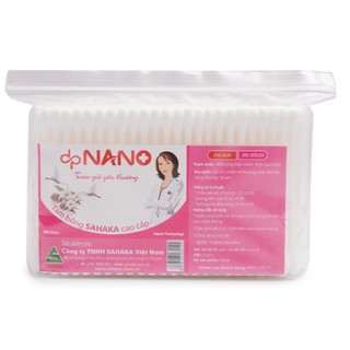 Tăm bông ngoáy tai TN200 dpNano que nhựa người lớn Gia Phú ( 200 que )