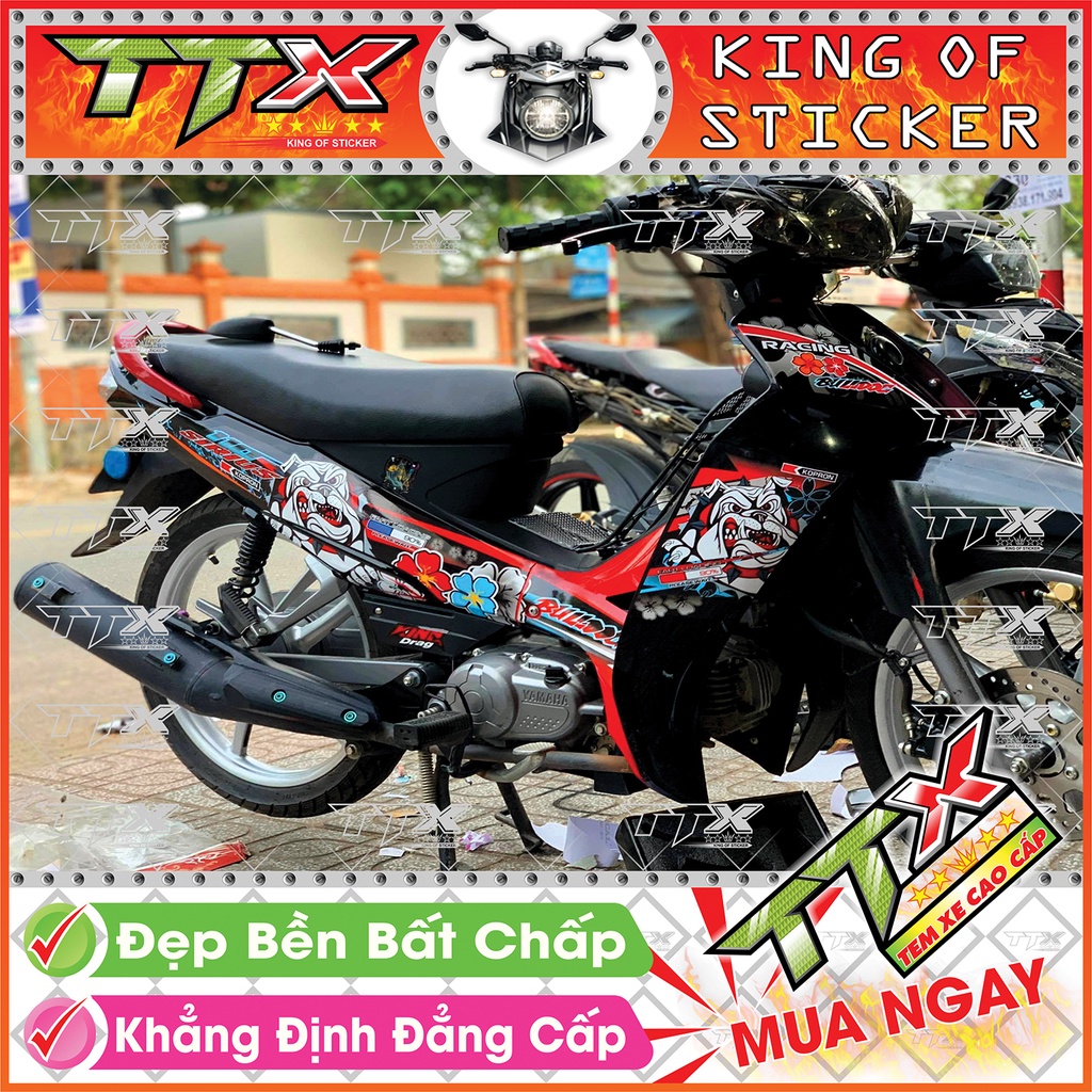 Tem Xe Sirius Đen Đỏ Cún Bò Lông Xù - Tem Sirius Đỏ Đen Siêu Đẹp - Mẫu Team Sirius Đen Đỏ (s032-00)