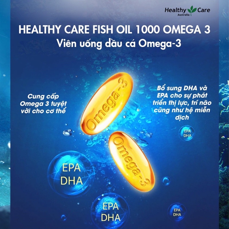 Dầu cá Omega 3 Fish oil Healthy Care Úc 400 viên