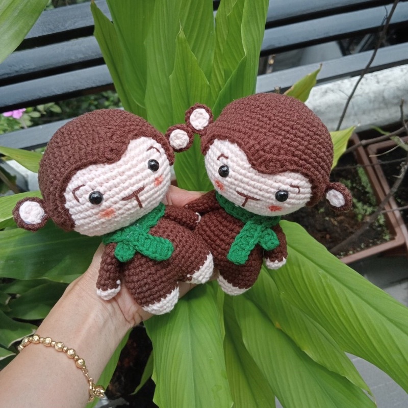 Thú móc len hình con khỉ và thỏ dễ thương