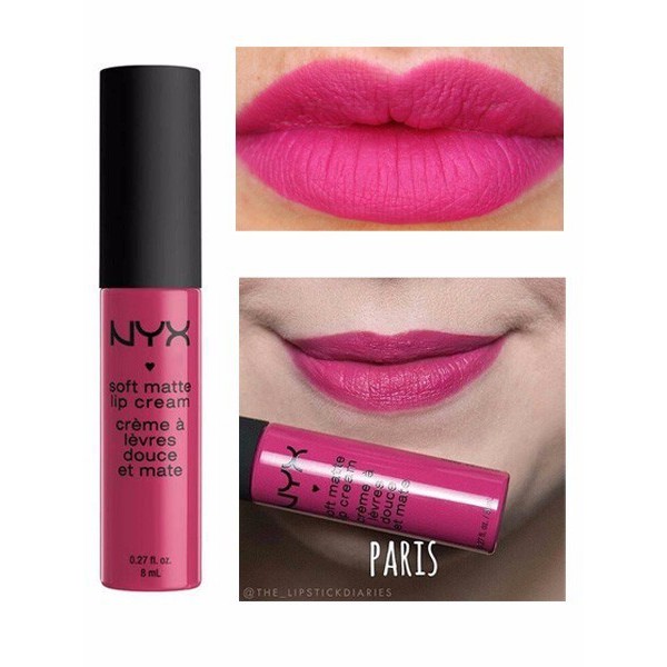 Son kem lì mini Nyx Professional Makeup Soft Matte Lip Cream 4.7mL Paris màu hồng tím sáng