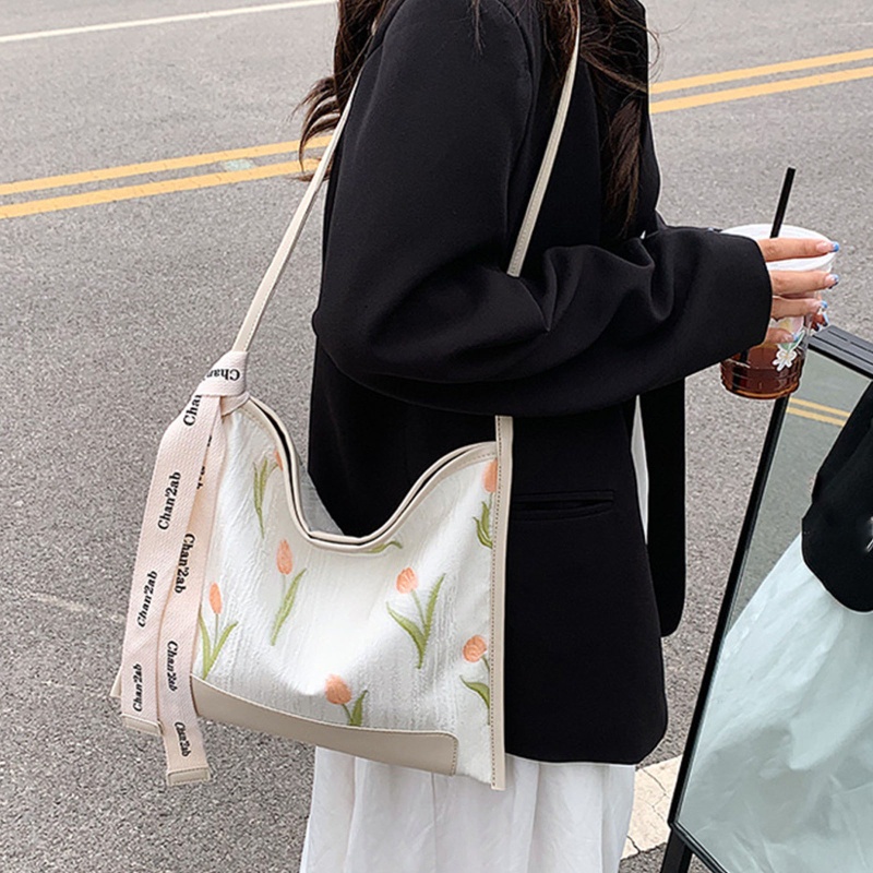 Túi Xách Tote Đeo Vai Cỡ Lớn Thêu Hình Hoa Tulip Cho Bạn Bè / Sinh Nhật / Valentine