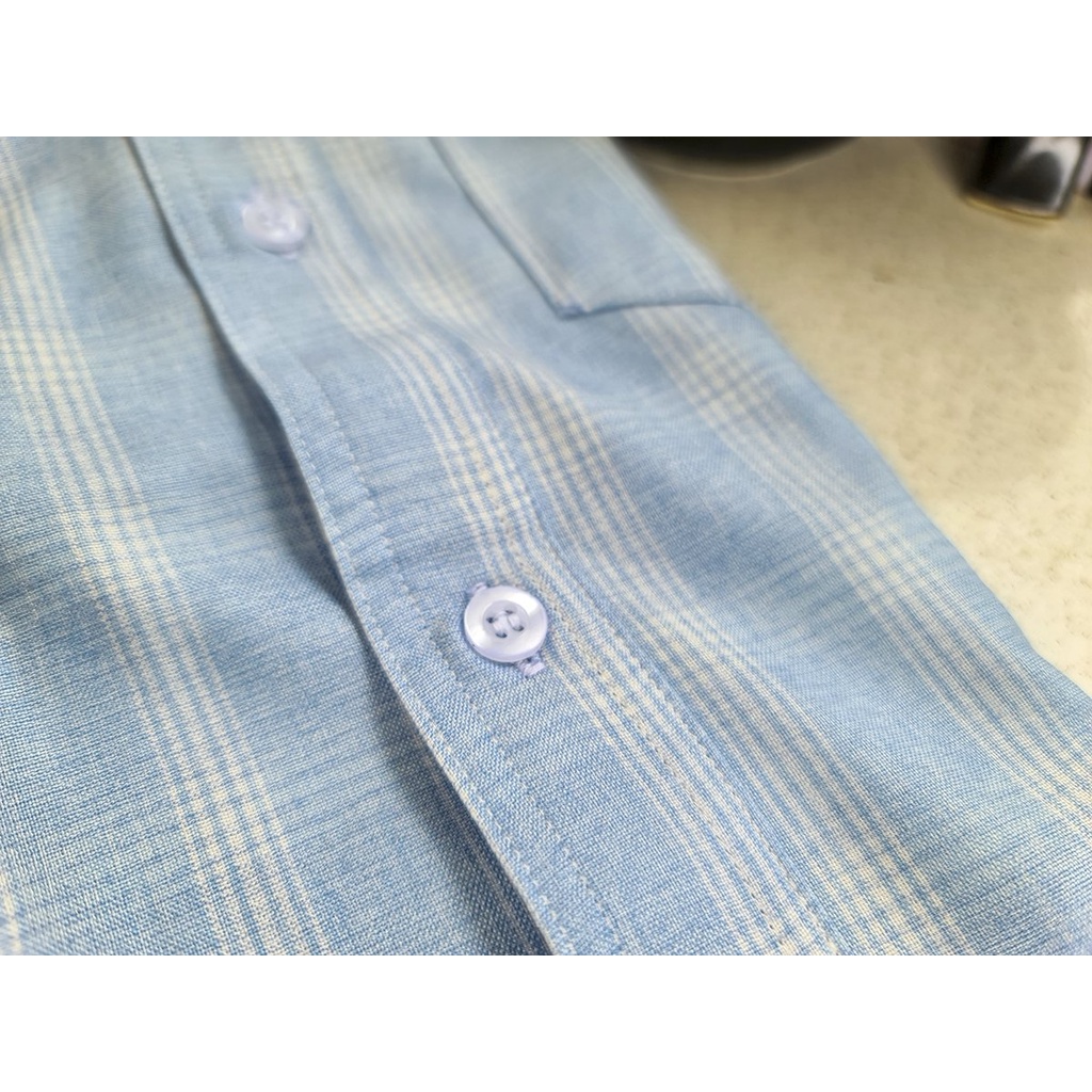 Áo sơ mi nam vải đuic trung niên hoạt tiết caro mềm mát thông thoáng phù hợp cho người lớn tuổi từ 50 đến 85kg ADUI14
