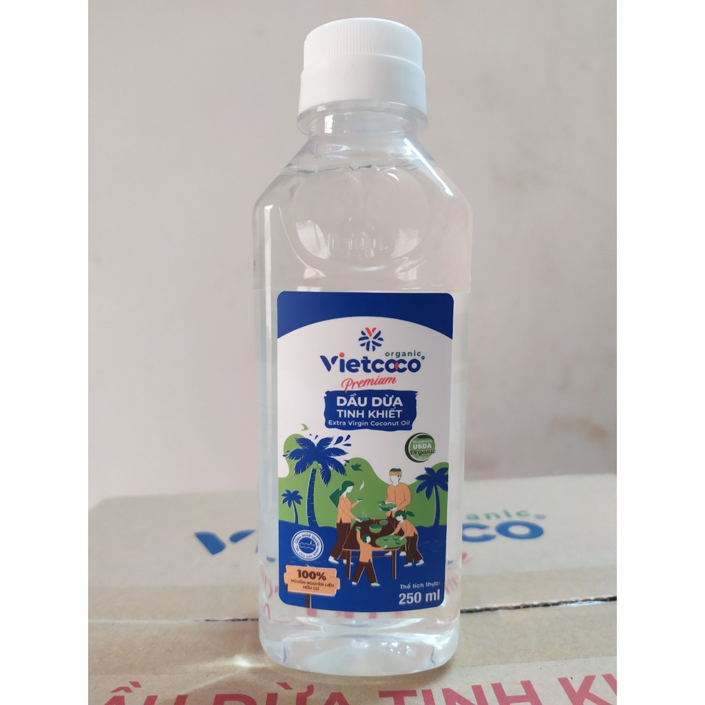 Dầu dừa nguyên chất Tinh Khiết Organic chai pet 250ml Vietcoco