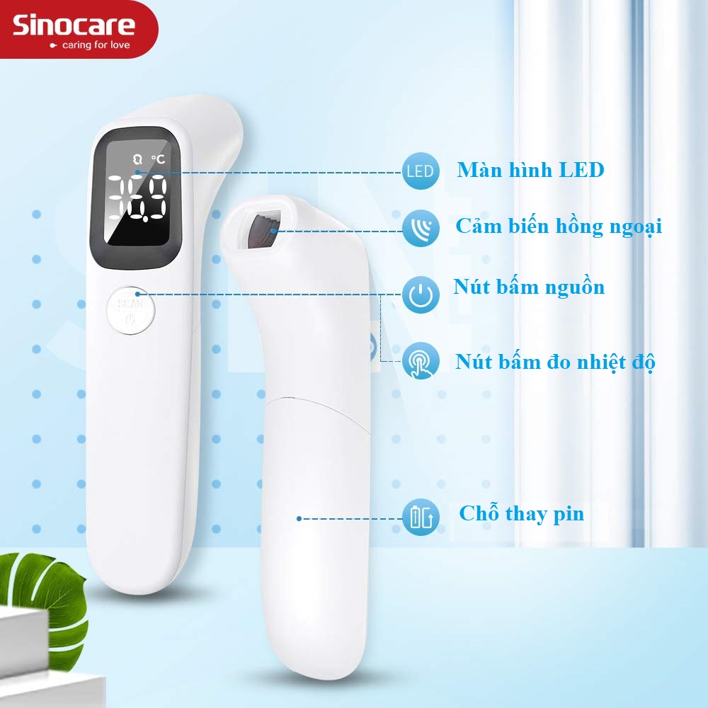 Máy Đo Thân Nhiệt Điện Tử Hồng Ngoại Sinocare F1D1 tặng kèm pin