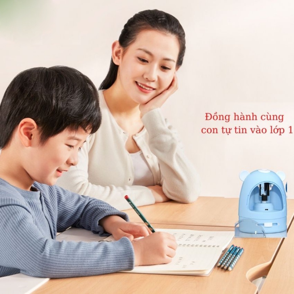 Bộ Văn phòng phẩm Tẩy - Gọt bút chì - Hút bụi tự động Deli Xanh/Hồng tặng bút chì, hộp tẩy thay thế - Quà tặng cho bé