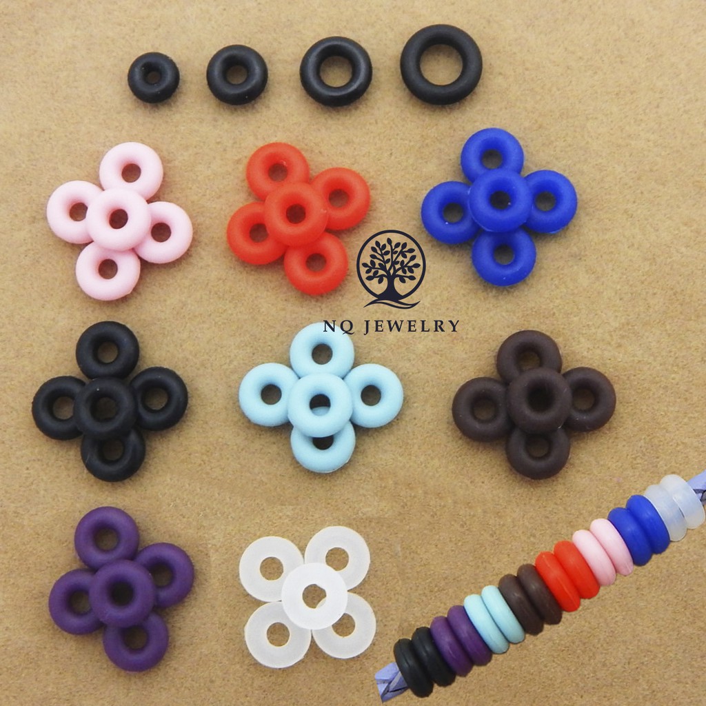Chốt nhựa cao su, nút đệm nhựa cao su chặn vòng nhiều màu handmade, DIY