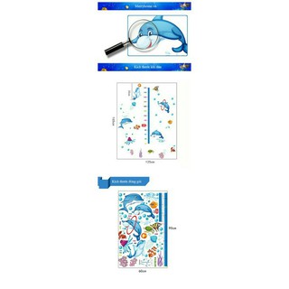 decal dán tường combo cá heo