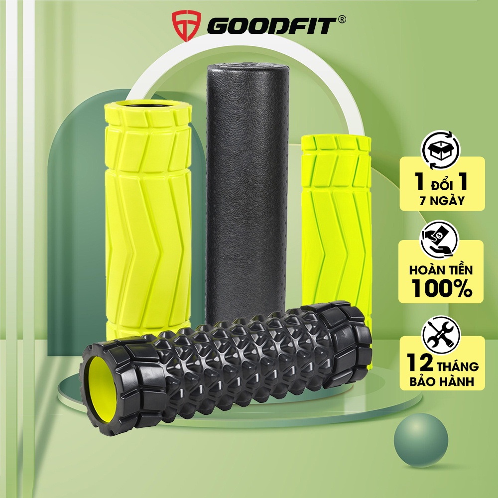 Con lăn massage chính hãng GoodFit chất liệu nhựa EVA cao cấp, giãn cơ sau tập