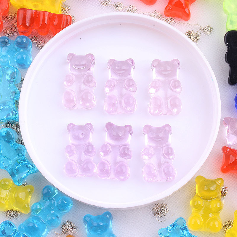 Set 10 Phụ Kiện Trang Trí Ốp Lưng Điện Thoại Trong Suốt Hình Gấu Đáng Yêu