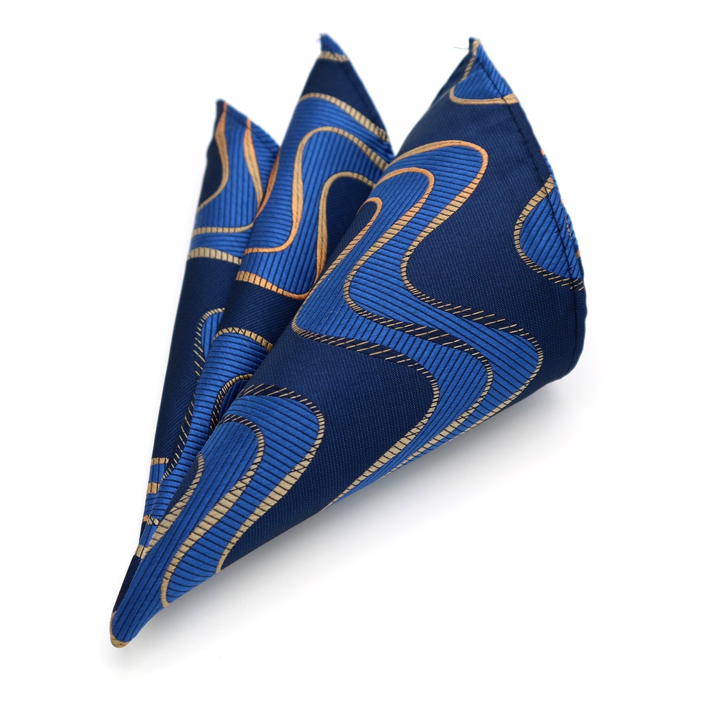 Khăn Tay Lụa Jacquard Vuông Họa Tiết Hoa Văn Kẻ Sọc Phong Cách Doanh Nhân Cho Nam