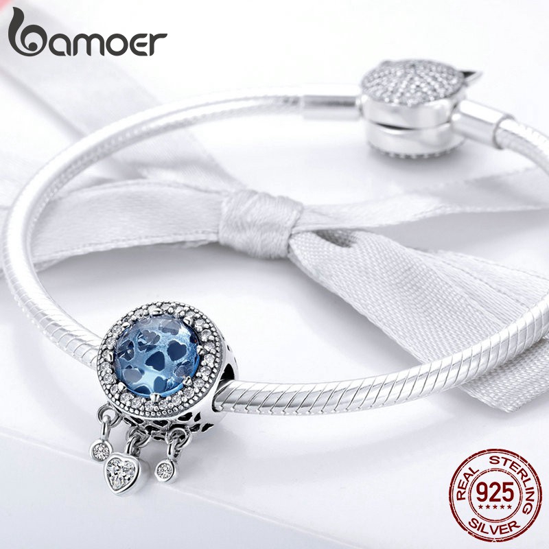 Hạt charm Bamoer kim loại dáng tròn phối tua rua hình trái tim sáng tạo | BigBuy360 - bigbuy360.vn