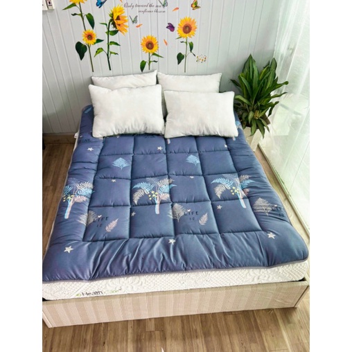 Ga nệm topper thun 4 góc 1 mặt màu xám hoa dành riêng cho nệm topper