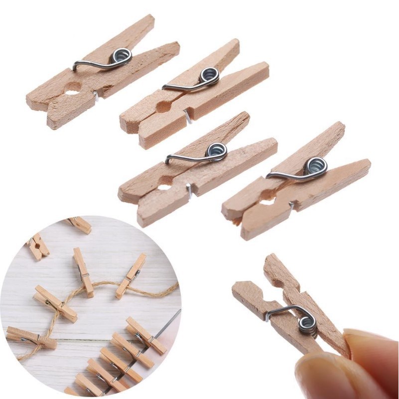 Combo 10 Kẹp Gỗ Treo Khung Ảnh, Kẹp Gỗ Phụ Kiện Tấm Lưới Decor, Trang Trí Nhà Cửa Vintage