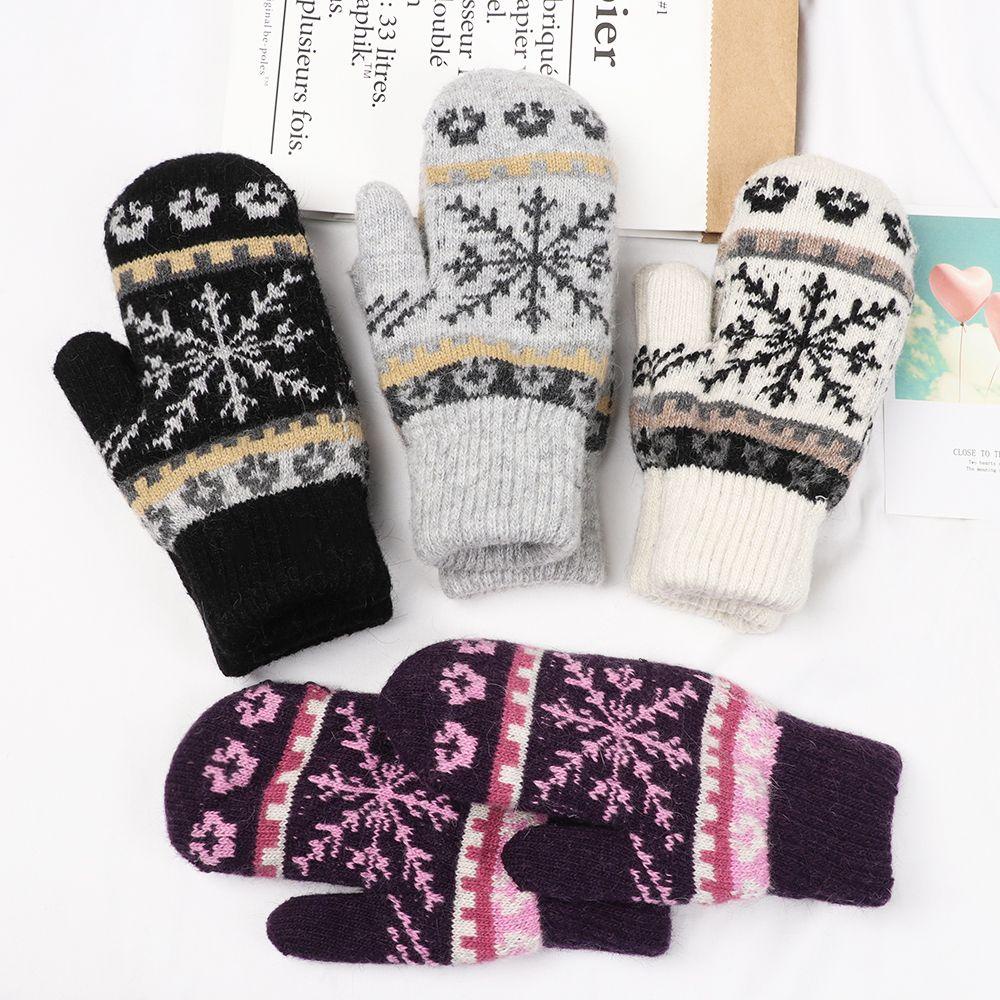 Găng Tay Dệt Kim Dày Dặn Giữ Ấm Thời Trang