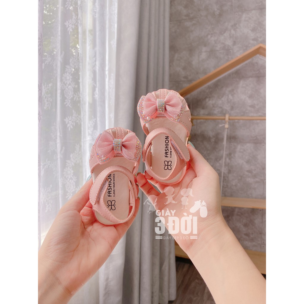 Sandal Giày Tập Đi Bé Gái 3DG09 GIAY3DOI Cho Chân Bé 11.5-15.5cm Siêu Nhẹ Công Chúa Tiểu Thư