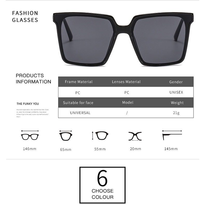 Mắt kính râm nam nữ thiết kế bản to phong cách Phương Tây, kính mát nữ chống tia cực tím ôm sát mặt dễ đeo Hot hit 210