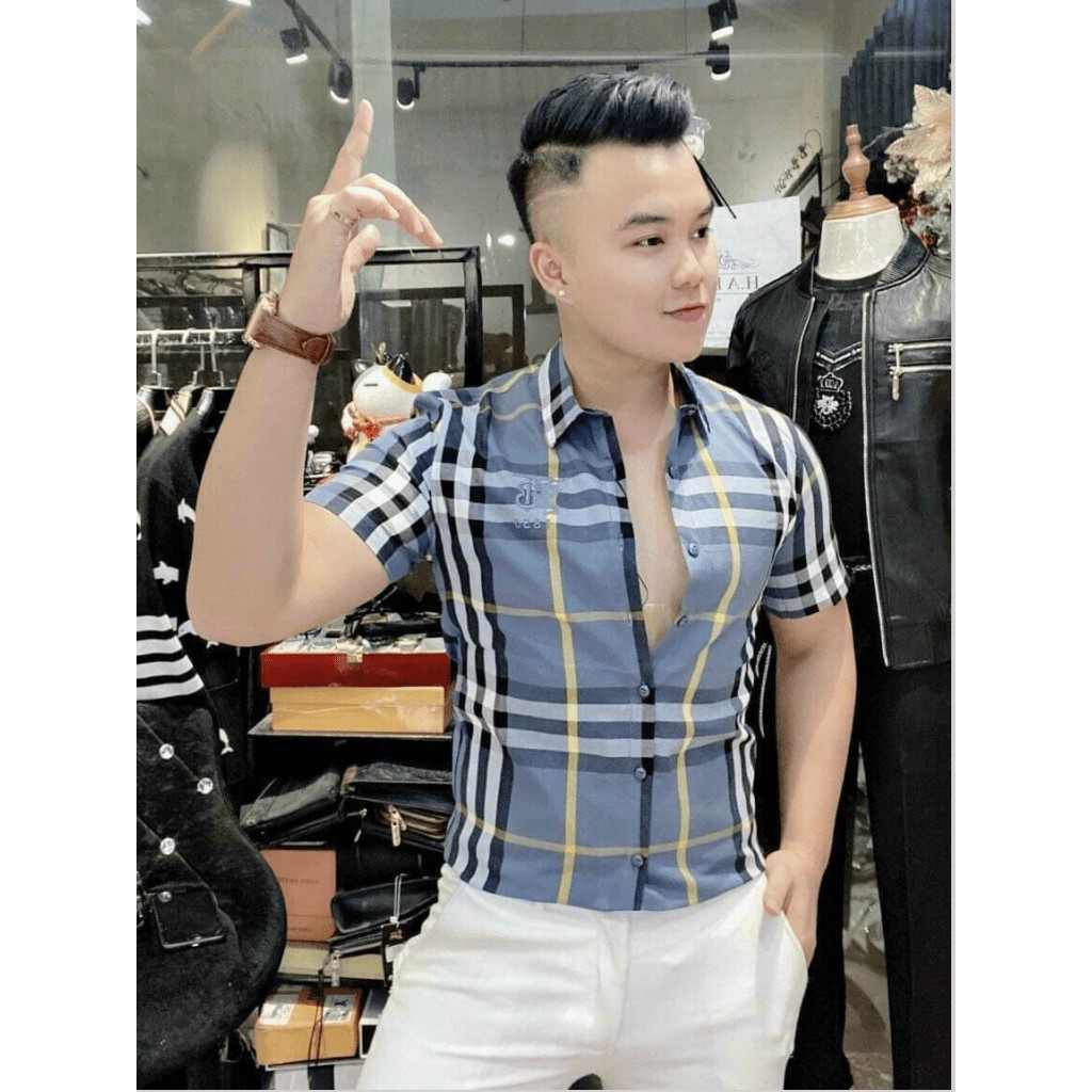 ÁO SƠ MI NAM NGẮN TAY FORM ÔM BODY CỰC CHẤT HK