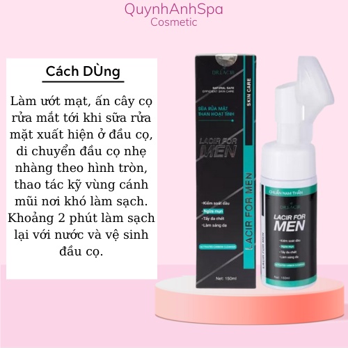 Sữa Rửa Mặt Nam Drlacir, Lacir For Men, chai 150ml,chăm sóc da, Giúp làm sạch da mặt, kiềm dầu Quynhanhspa20