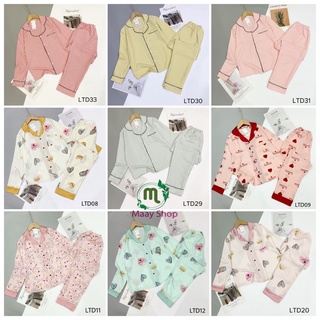 Bộ Pijama ngủ lụa mango cổ sen tay dài có size