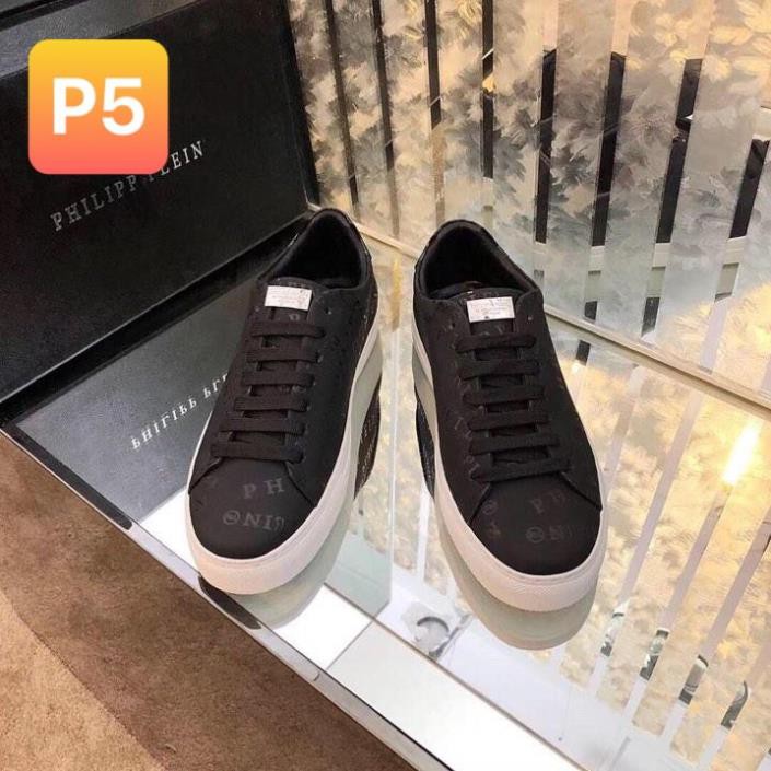 Giày Philip Plain Đen Đế Trắng