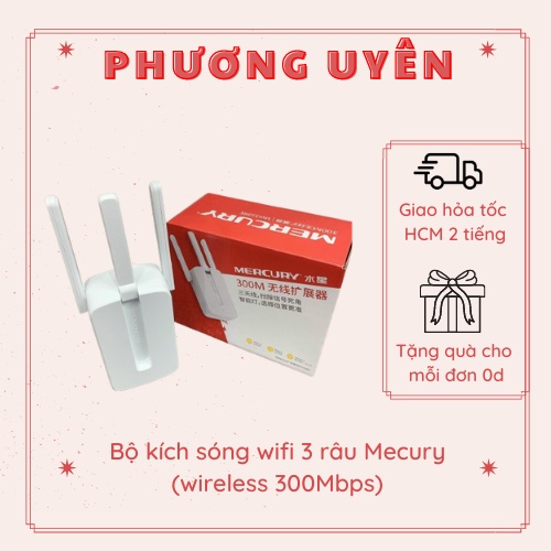 Bộ Kích Sóng Wifi 3 râu Mecury (wireless 300Mbps) Cực Mạnh,Kích Sóng wifi,kich wifi,cục hút wiif,VDS shop