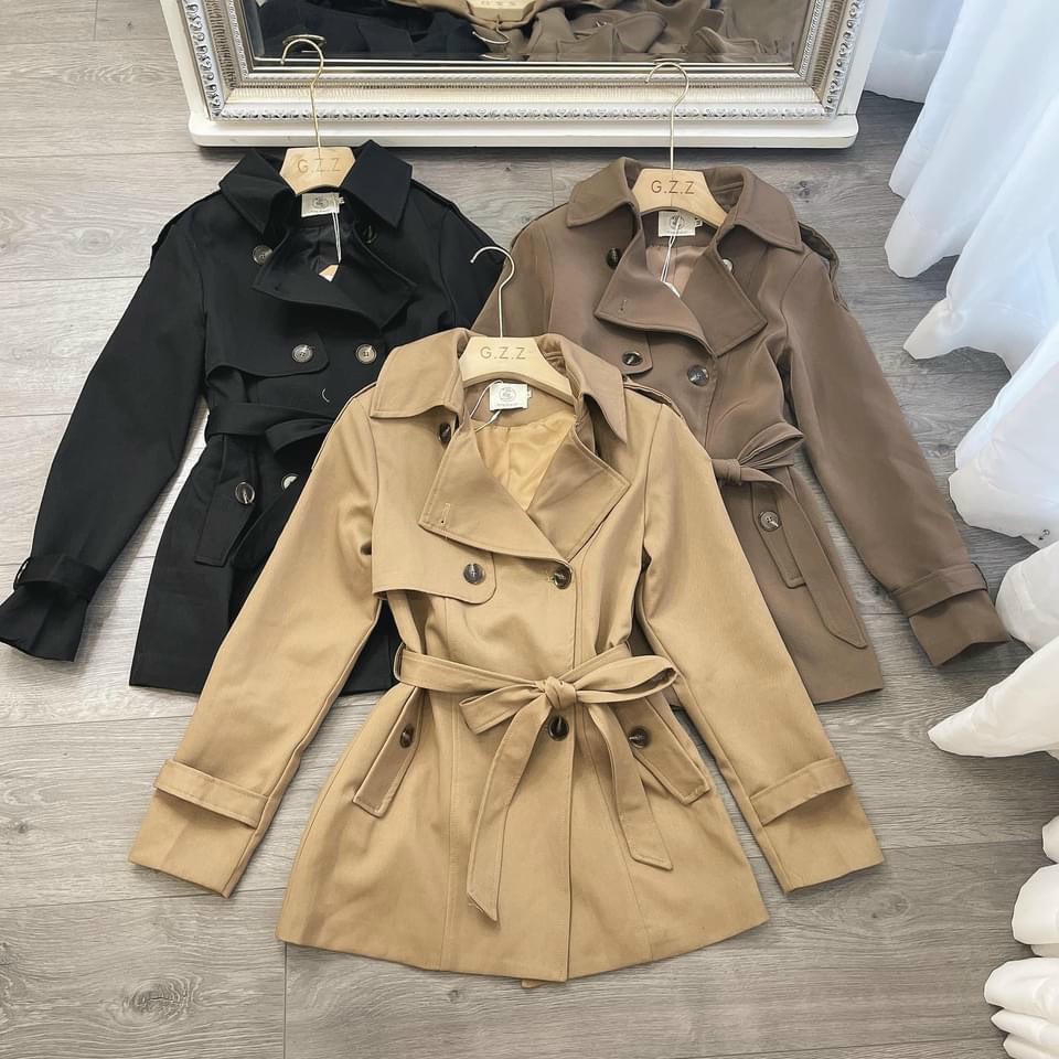 Áo khoác măng tô dáng dài kèm thắt lưng.Áo khoác dài tay form rộng màu đen, nâu thời trang Hàn Quốc