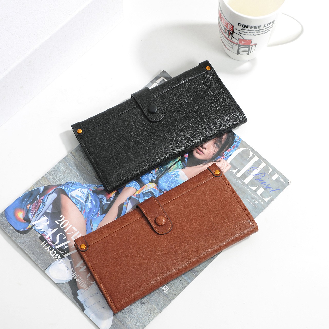 Women's handmade wallet women's cowhide wallet women's retro leather wallet women's long zipper Japanese and Korean 2021