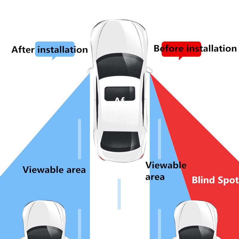 Gương chiếu hậu HD mặt lồi góc rộng không khung tùy chỉnh góc nhìn rộng không điểm mù tiện dụng cho xe hơi