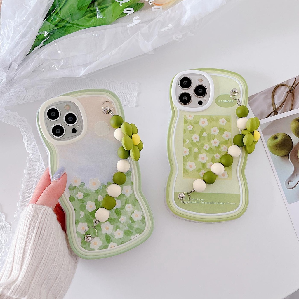 Ốp Điện Thoại Tpu Mềm Chống Sốc Chống Trượt In Hình Tranh Sơn Dầu Kèm Dây Đeo Ngọc Trai Cho iPhone 11 12 13 pro max xr x xsmax