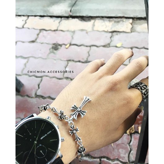 Vòng tay Chrome Heart mặt thánh giá to