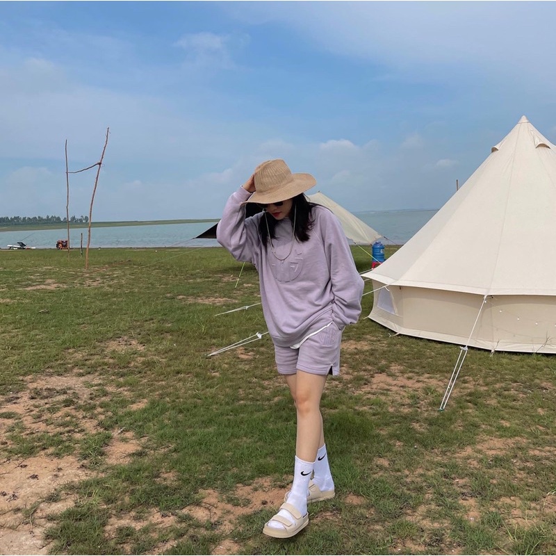 COMMON SENSE-Bộ nỉ màu tím khói Emboss | BigBuy360 - bigbuy360.vn