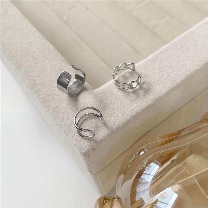 Set 3 chiếc bông tai kẹp vành không cần bấm lỗ tim