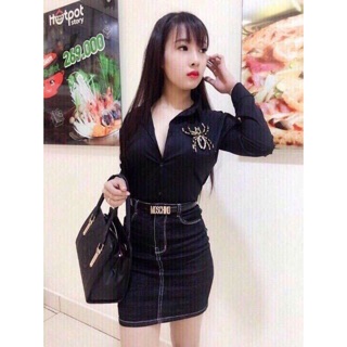 Áo sơmi kate nhện đính đá cao cấp
