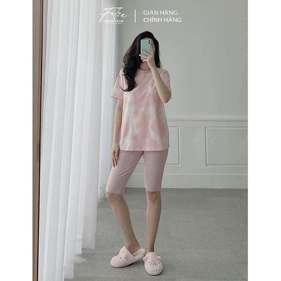 [Chính hãng]FolieHomewear Đồ mặc nhà áo ngắn tay quần lửng chất liệu thun cotton FB104.2 | BigBuy360 - bigbuy360.vn