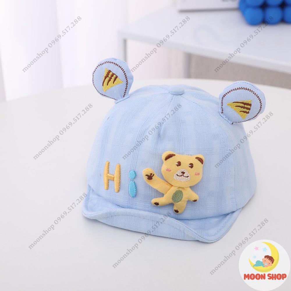 Mũ Lưỡi Trai Thêu Hình Gấu Đáng Yêu Cho Bé Từ 6 Tháng Đến 2 Tuổi Vòng Đầu 48 - 50cm