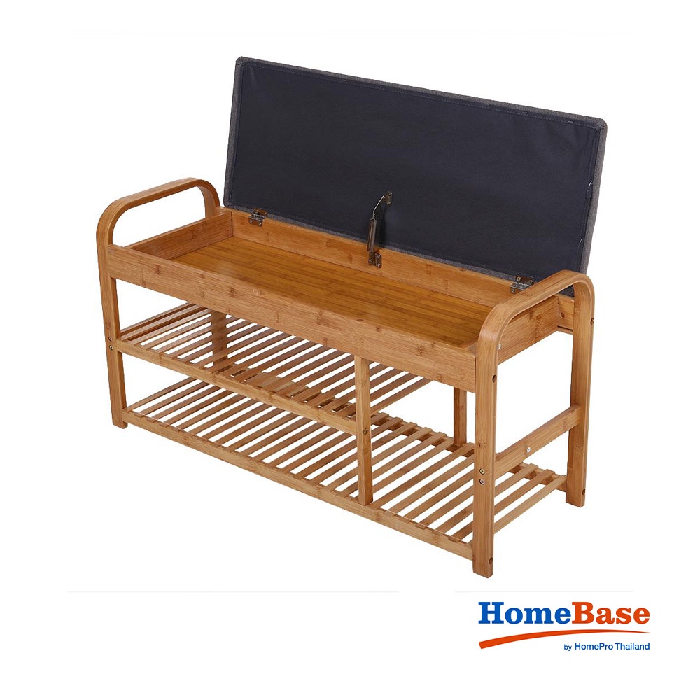 HomeBase FURDINI Tủ giày ghế băng bằng gỗ lưu trữ 5 đôi giày ZIMBA W100xH30xD30cm màu xám