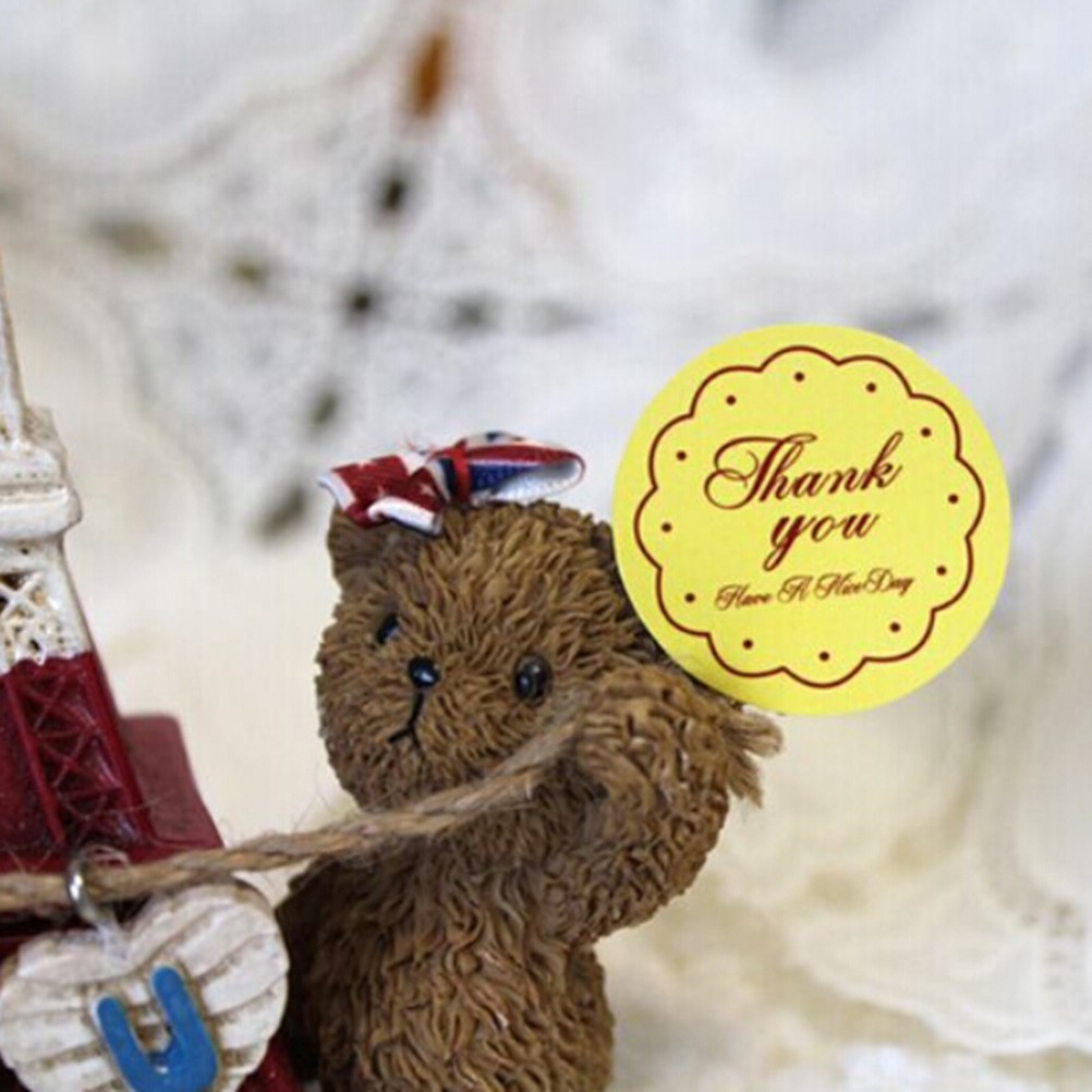 Set 24 Miếng Dán Hình Oval In Chữ Thank You Nhãn Dán Cho Gói Quà Phong Bì Túi Thẻ Con Dấu Hình Oval Cảm Ơn