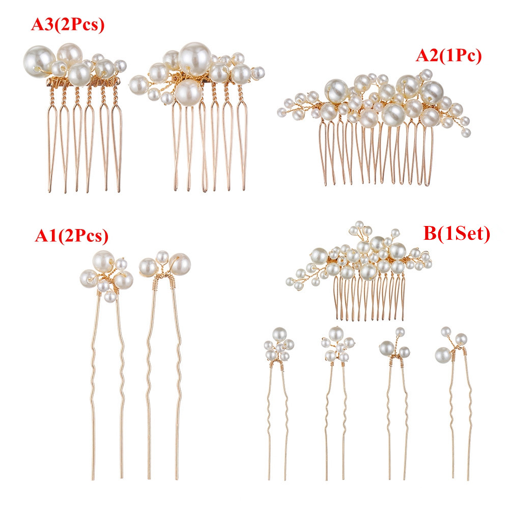 Lược cài tóc đính ngọc trai giả làm đẹp cho cô dâu trong tiệc cưới