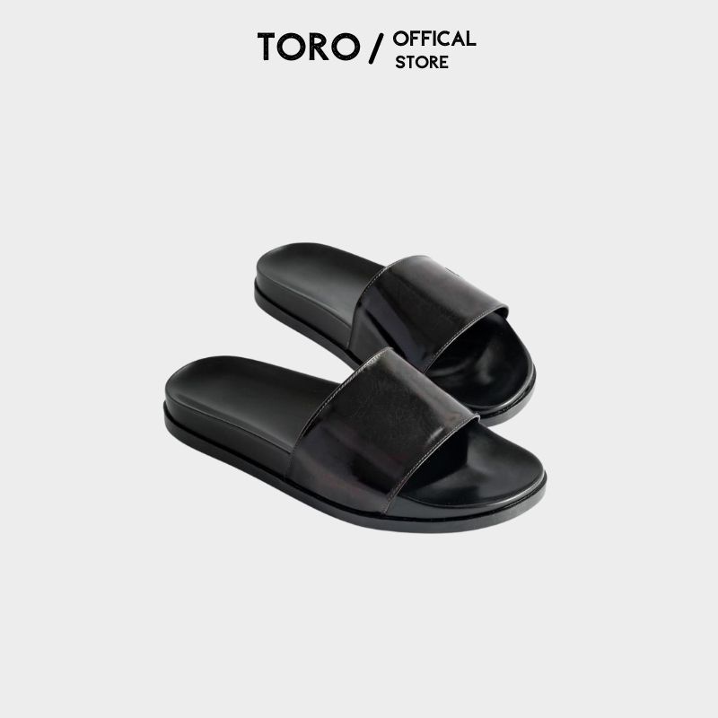 Dép nam quai ngang da bò cao cấp đế cao su thời trang Toro - bảo hành 12 tháng A08