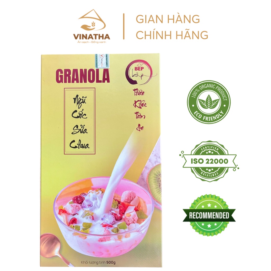 Granola Ăn Kiêng Ngũ Cốc Sữa Chua Giảm Cân Lành Mạnh Bếp Bình Yên Vinatha - 500gram