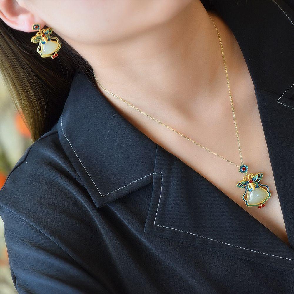 Khuyên Tai Hình Bướm Tráng Men Cá Tính Phong Cách Trung Hoa