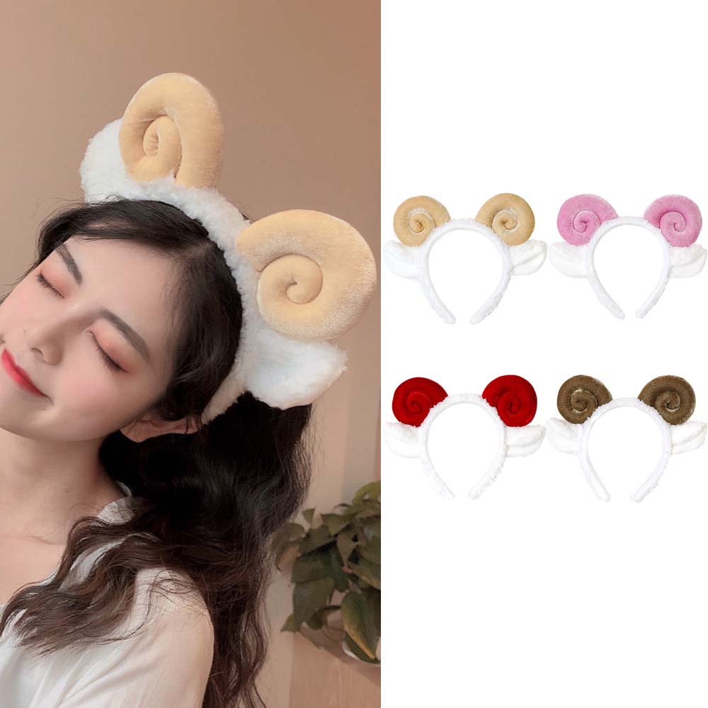 Băng Đô Cài Tóc Vải Lông Cừu Hình Tai Cừu Hoạt Hình Nhiều Màu Phong Cách Hàn Quốc Cho Nữ