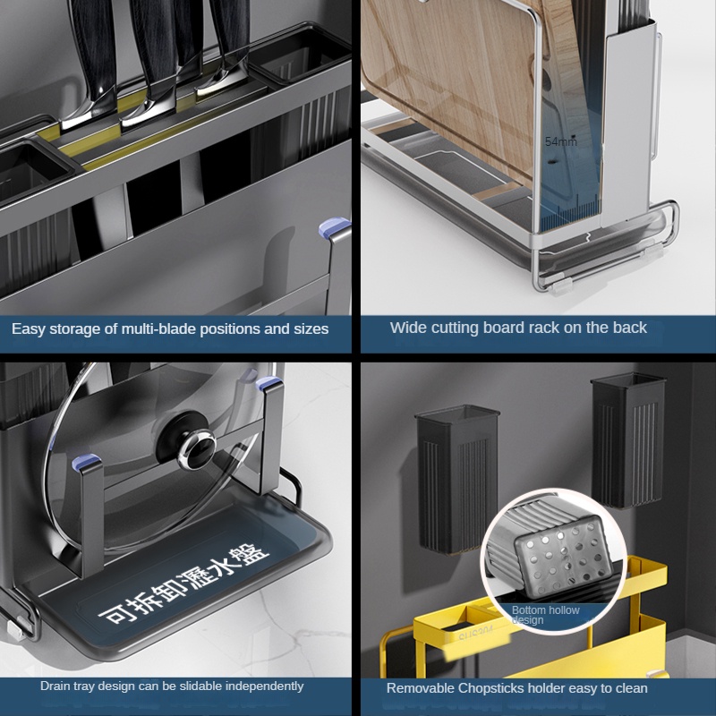 Giá để dao nhà bếp Inox 304 cao cấp Kệ để dao thớt đa năng，Giá để dao thớt Treo tường Xinkunlong