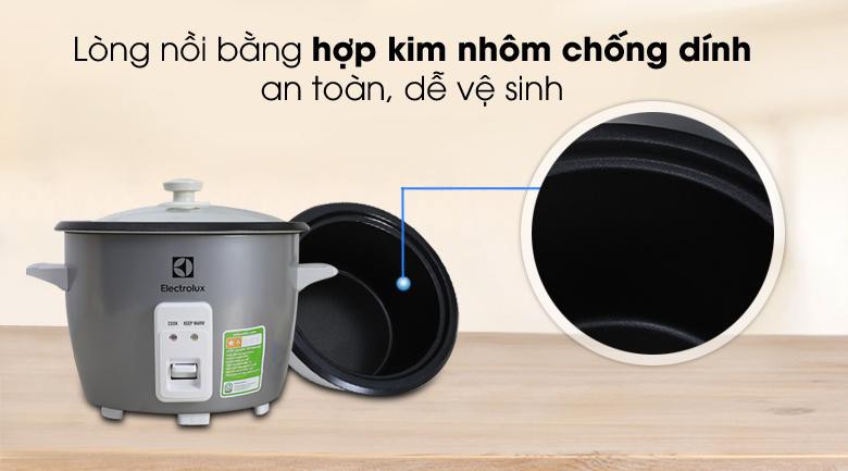 Nồi cơm điện Electrolux 1.8 lít ERC1800 mới Chính Hãng Lòng nồi hợp kim nhôm tráng men chống dính-BH 12 tháng