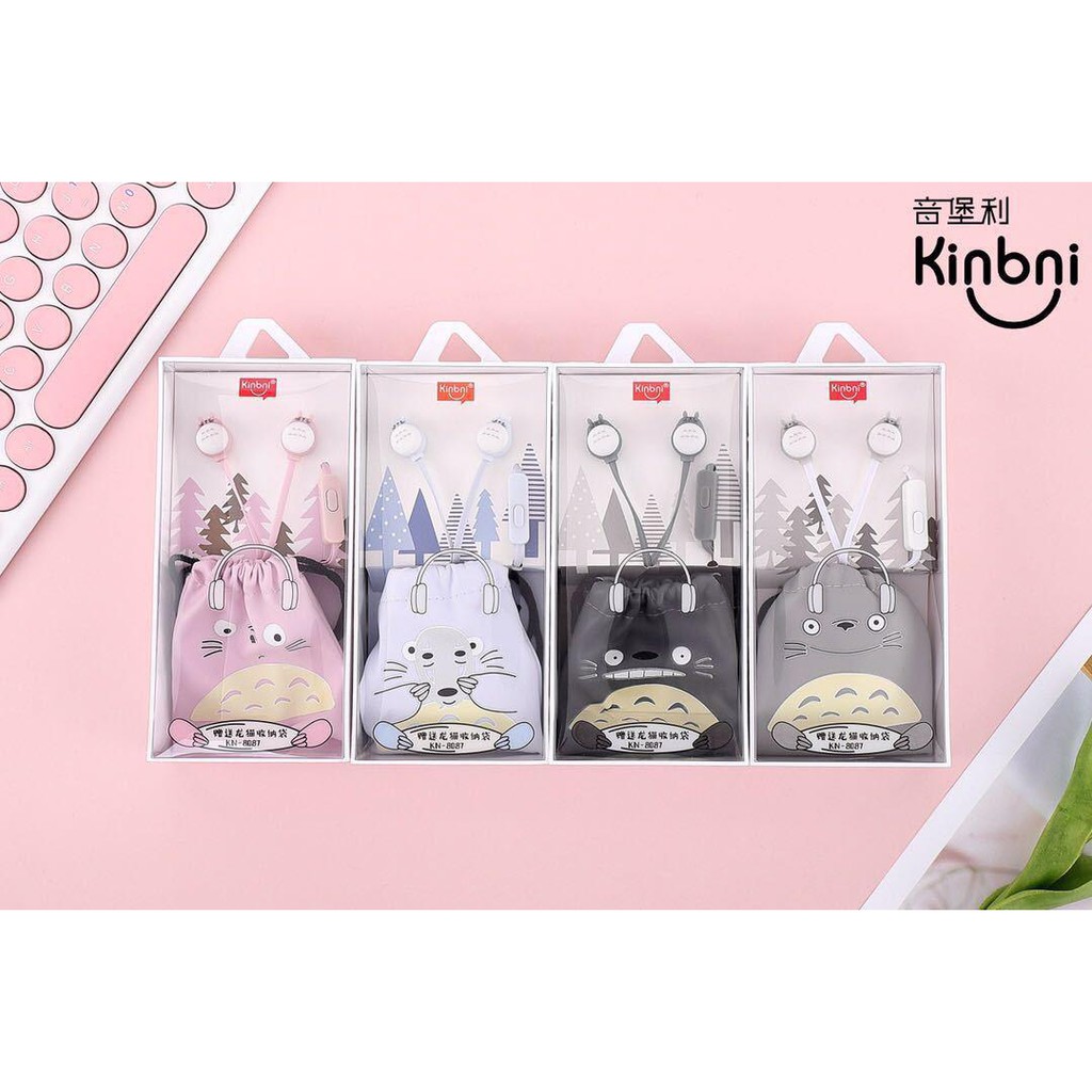 tai nghe có chữ kèm túi đựng KN-8087 Xy-21 totoro dễ thương