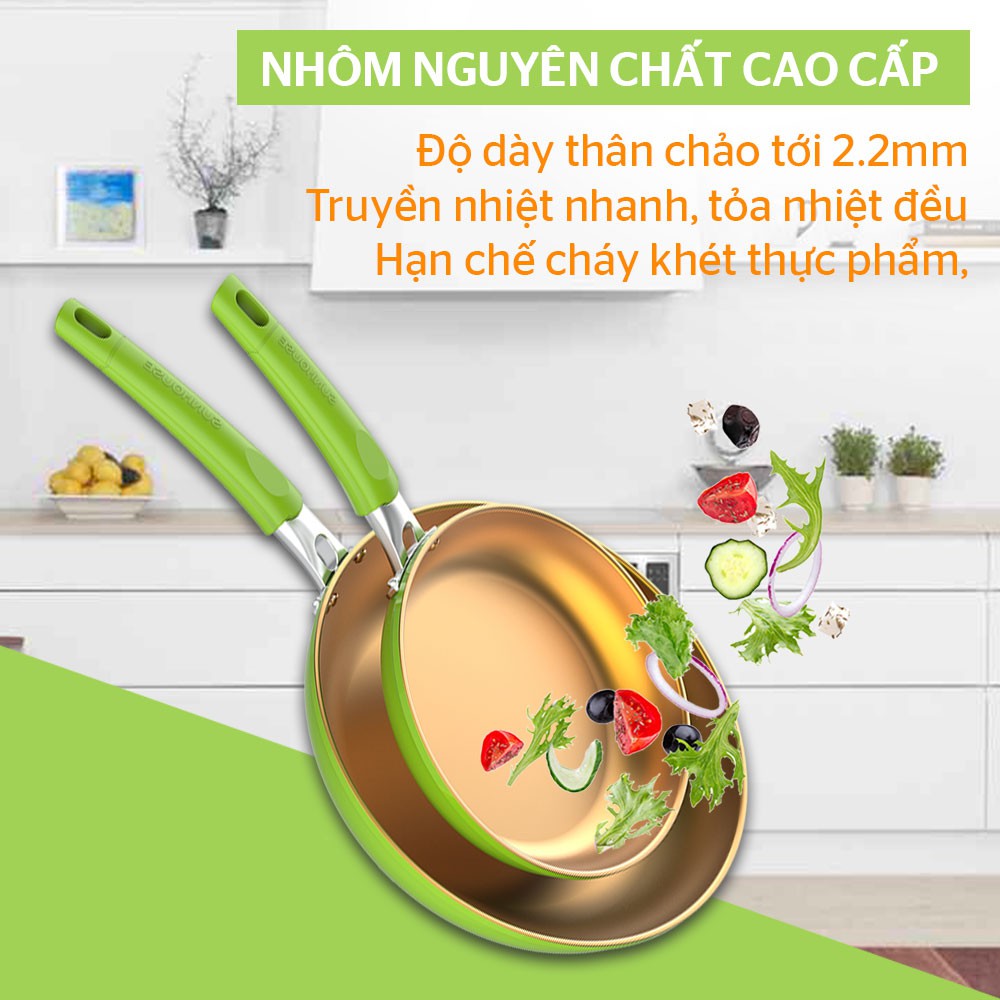 [Mã LIFEHL25 giảm 10% đơn350K] Cặp chảo chống dính đáy từ SUNHOUSE SHG112026MGC