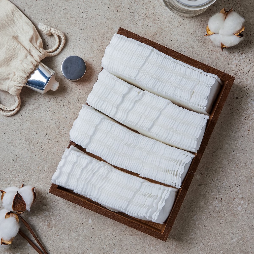 Bông tẩy trang Cotton No Brand Hàn Quốc loại tròn/vuông - 부드러운 화장솜 - Gói 100/240 miếng